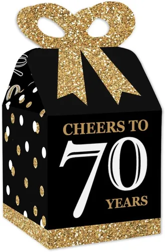 Miniatura 8 de Big Dot of Happiness Cajas de regalo para fiesta de cumpleaños número 100, elegante diseño cuadrado dorado con lazo 3D, suministros de fiesta