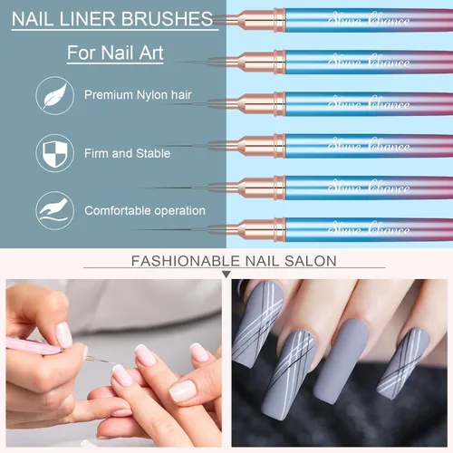 Miniatura 3 de Shince Chance - Juego de pinceles para arte de uñas, 6 pinceles de diseño de uñas para esmalte de gel, dibujo fino, pequeños detalles, pintura