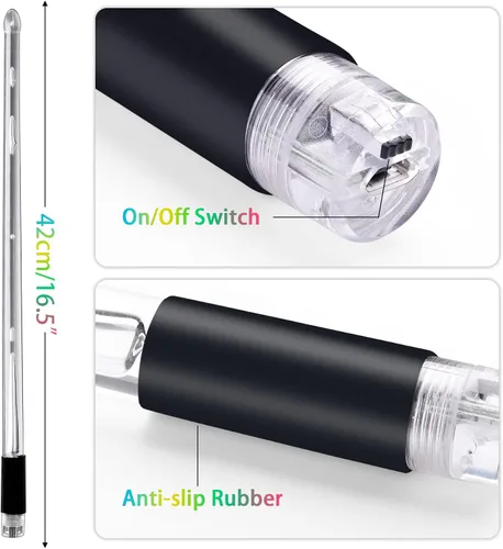 Miniatura 7 de Antner Baquetas recargables con luz LED que cambian de color en 15 colores, brillan en la oscuridad, baquetas geniales con bolsa de almacenamiento