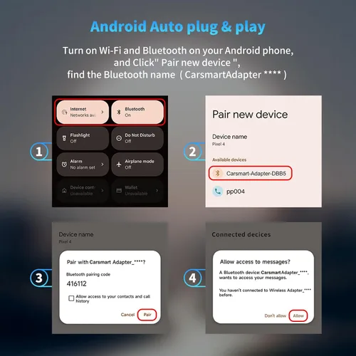 Miniatura 7 de Adaptador Carplay inalámbrico 2 en 1, convertidor con cable a adaptador inalámbrico para Apple iPhone y Android Auto, conexión automática Plug &