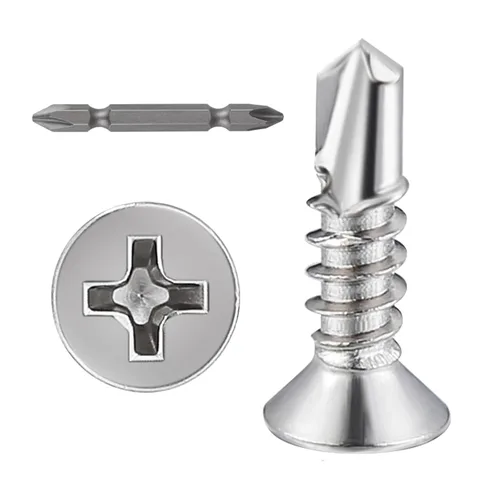 Miniatura 9 de Wensilon (300 piezas) #8×1” para chapa metálica Tornillos autorroscantes 410 de acero inoxidable negro de cabeza plana de alta resistencia Tornillos