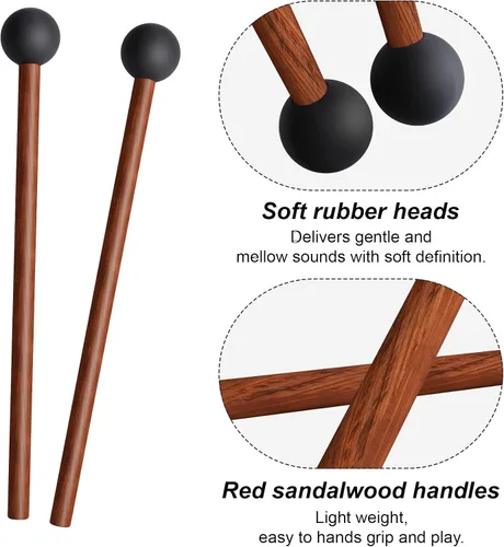 Miniatura 3 de Lidguni Mazo de tambor de lengua, palitos de campana de palitos Glockenspiel, mazo de xilófono de goma de percusión con mango de madera, 8.3