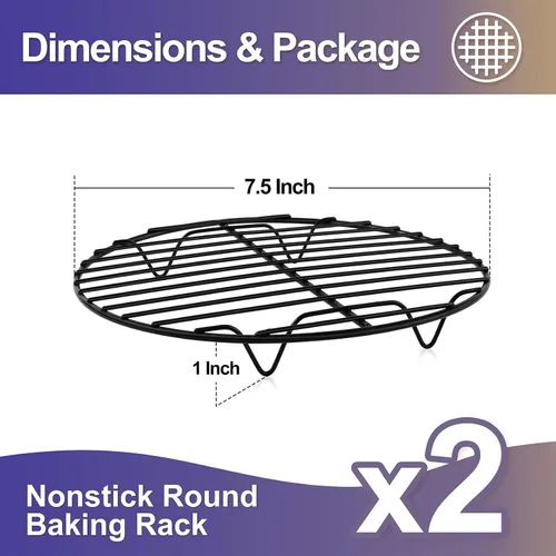 Miniatura 2 de P&P CHEF Rejilla Redonda de Cocina de 7½ Pulgadas, Rejilla Redonda de Acero Inoxidable para Cocinar Enfriar Vaporizar Hornear, Compatible