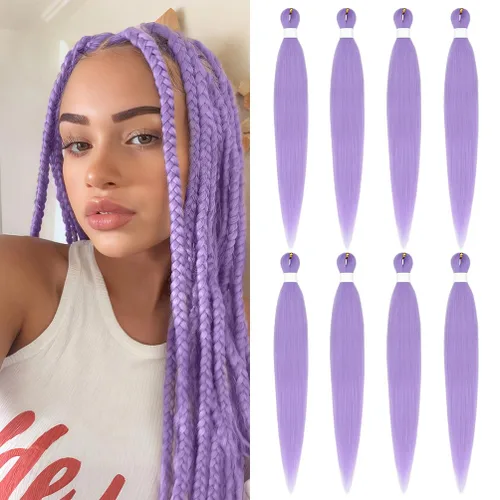 Miniatura 35 de 8 paquetes de extensiones preestiradas - 16 pulgadas de cabello trenzado premium, 55G/paquete, sin picazón, fijación en agua caliente, textura Perm