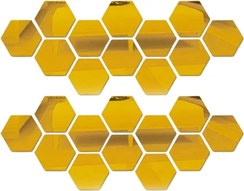 24 calcomanías de pared hexagonales de espejo de 1.811 in x 1.575 in, autoadhesivas y extraíbles, espejo acrílico, decoración de pared, para sala de