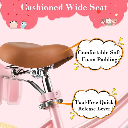 Miniatura 4 de RULLY Donna - Bicicleta infantil para niñas de 2 a 7 años, 12, 14 y 16 pulgadas, bicicleta de princesa con asiento de bicicleta para muñecas, ruedas
