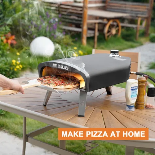 Miniatura 6 de Mimiuo Horno de pizza de gas para exteriores, hornos portátiles de propano para pizza para exteriores, estufa de pizza profesional con piedra