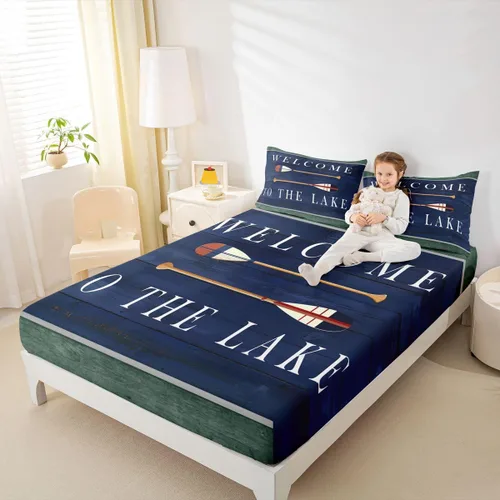 Miniatura 43 de Erosebridal Fishing Fitted Sheet Twin for Boys, Big Pike Fish Black Bed Sheets for Rustic Farmhouse Lake House Decor, Fishing Bedding Set Marine