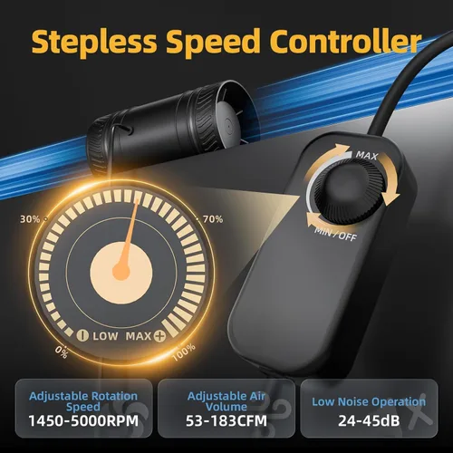 Miniatura 2 de Ventilador de conducto en línea de 4 pulgadas con controlador de velocidad, ventiladores en línea mejorados, ventilador de conducto de escape
