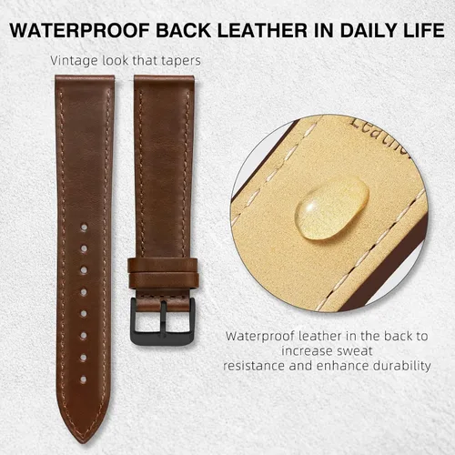 Miniatura 4 de Ritche Correa de reloj de cuero de liberación rápida para hombres y mujeres, correa de reloj de 0.79 pulgadas, 0.78 pulgadas, 0.86 pulgadas