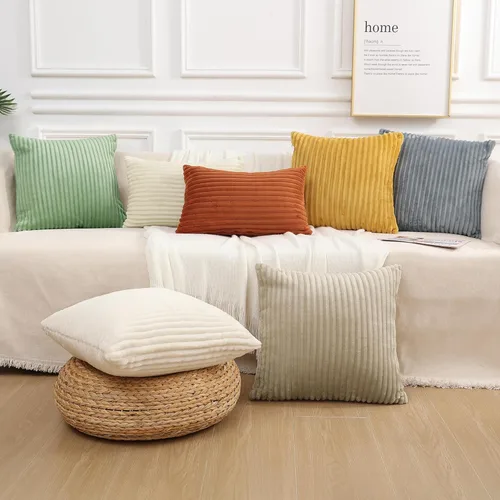 Miniatura 9 de Simmore Juego de 2 fundas de almohada decorativas de 16 x 16 pulgadas, fundas de almohada suaves de franela de felpa natural de doble cara para sofá