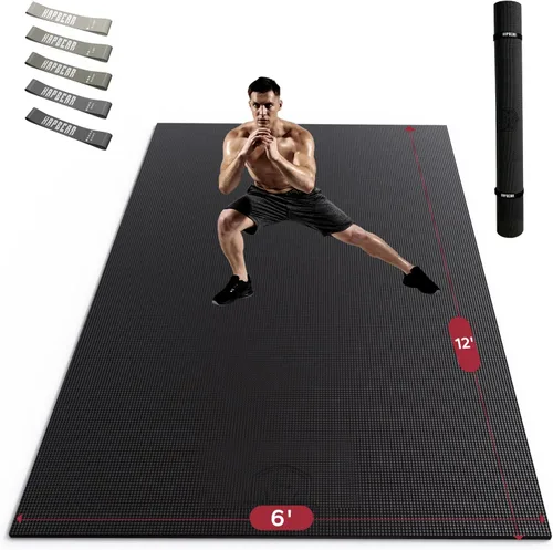 Miniatura 9 de HAPBEAR Alfombrilla de Ejercicio Extra Grande-7'x5'/6'x8'/6'x9'/6'x10'/6'x12'x8mm(1/3 pulgada), Antideslizante, Ultra Duradera, Colchonetas Gruesas