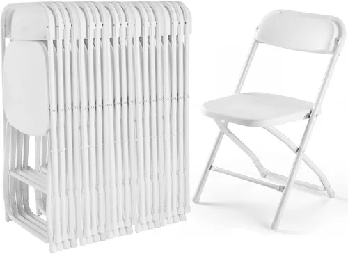 Miniatura 11 de DUMOS Paquete de 12 sillas plegables acolchadas de cuero, asiento comercial apilable portátil para interiores y exteriores con marco de acero, Caqui