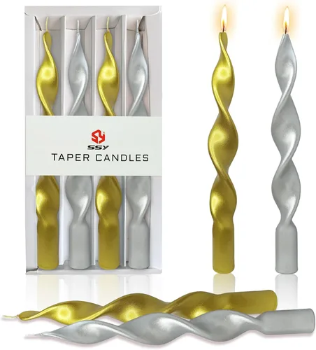 Miniatura 8 de Velas cónicas en espiral color naranja, velas torcidas de 8 pulgadas, 5 horas, sin perfume, hechas a mano, juego de 4 velas giratorias para boda
