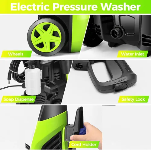 Miniatura 7 de Lavadora a presión eléctrica 4800PSI 2026 Nueva lavadora de energía potable de 4.0 GPM con tubo de 33 pies, 4 boquillas, mejor