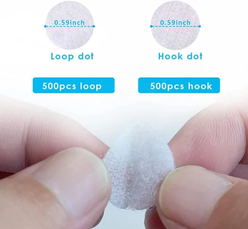 Miniatura 3 de Puntos autoadhesivos, 1000 unidades (500 pares) de 0.59 pulgadas de diámetro, puntos autoadhesivos fuertes para el aula, tiras adhesivas de nailon