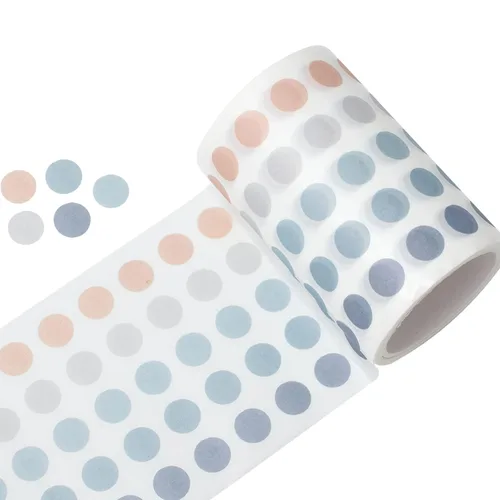 YUBBAEX Morandi Cinta Washi de Puntos de 5/16" Pegatinas Redondas 1250 Puntos Adhesivos para Bullet Journal Planificador Scrapbooking 2 3/8" x 10'