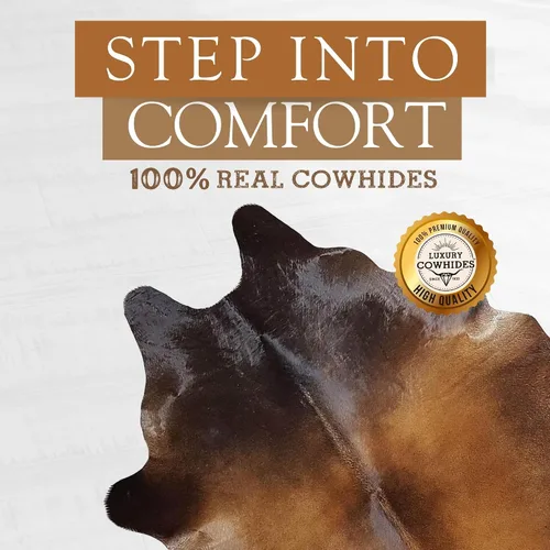 Miniatura 3 de Sunshine Cowhides Alfombra de piel de vaca 100% genuina, color marrón caoba, alfombra de estilo moderno de piel de animal y alfombra para sala