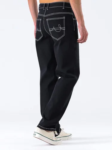 Miniatura 6 de Jeans negros apilados para hombre, jeans rasgados y rasgados, pantalones de mezclilla rectos Harajuku, pantalones de hip hop, ropa de calle