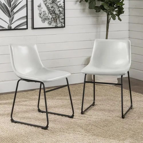 Miniatura 9 de LEMBERI Juego de 2 sillas de comedor de piel sintética, modernas sillas de cocina y comedor de 18 pulgadas con respaldo y patas de metal, cómodo