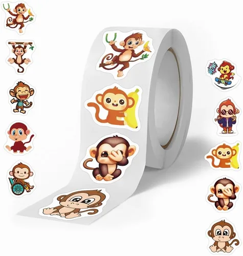 Miniatura 10 de Calcomanías de panda de dibujos animados (500 unidades), rollos de calcomanías de dibujos animados para adolescentes, decoraciones de fiesta