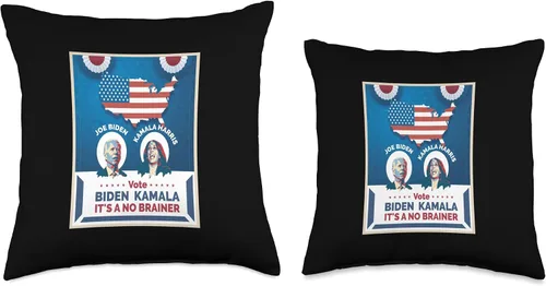 Miniatura 3 de Funny Republican Joe Biden Kamala Harris Joke Political Meme-Vote Biden Kamala Harris is its a no brainer - Almohada de 16 x 16 pulgadas, multicolor