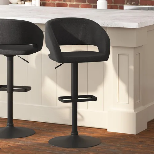 Miniatura 14 de Taylor & Logan Jenna Taburete giratorio ajustable 360 con base negra en vinilo negro