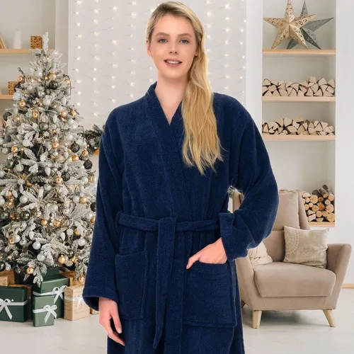 Miniatura 4 de TowelSelections Bata de baño tipo kimono de tela de rizo 100% algodón para mujer