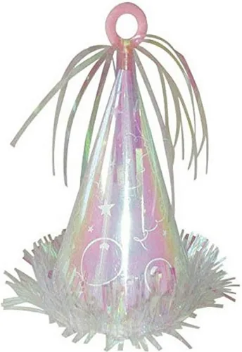 Miniatura 2 de Sombrero de fiesta dorado con flecos de aluminio (6 onzas), paquete de 1, centro de mesa versátil y anclaje para globos Oro