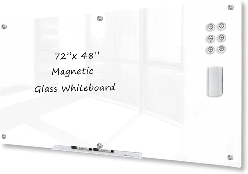 Miniatura 19 de J&J worldwide Pizarra blanca de vidrio magnético negro de 35 x 23 pulgadas, sin marco, de vidrio templado, borrado en seco, para montaje en pared