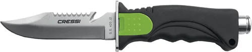 Miniatura 3 de Cressi Skorpion, cuchillo de hoja de acero inoxidable templado ideal para buceo y pesca submarina - Punta puntiaguda y roma Punta Punta Lima