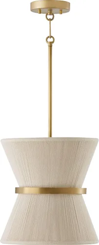 Capital Lighting 341211NP Cecilia - Lámpara colgante cónica de cuerda natural blanqueada de transición Art Deco Luxe envuelta a mano, 1 luz de 100