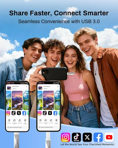 Miniatura 4 de Unidad flash USB 3.0 de 64 GB, unidad de pulgar Speederlash Dual USB A y Tipo-C, velocidad de lectura de 200 MB/s, carcasa metálica giratoria 2 en 1