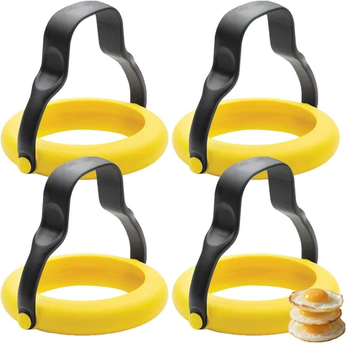 Anillos de silicona para huevos para cocinar, paquete de 4 moldes antiadherentes para huevos fritos, panqueques, tortillas, sándwiches de desayuno,