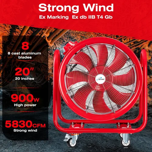Miniatura 3 de iLiving - ILG8EF20EX - Soplador de alta velocidad a prueba de explosiones, extractor de humos, extractor portátil y ventilador ventilador