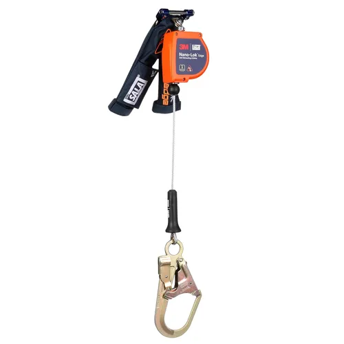 3M™ DBI-SALA® Nano-Lok™ Edge Línea de Vida Autorretráctil con Conexión Rápida 3500292, Cable, Gancho de Barra de Refuerzo de Acero, 7.3 pies, Clase 2