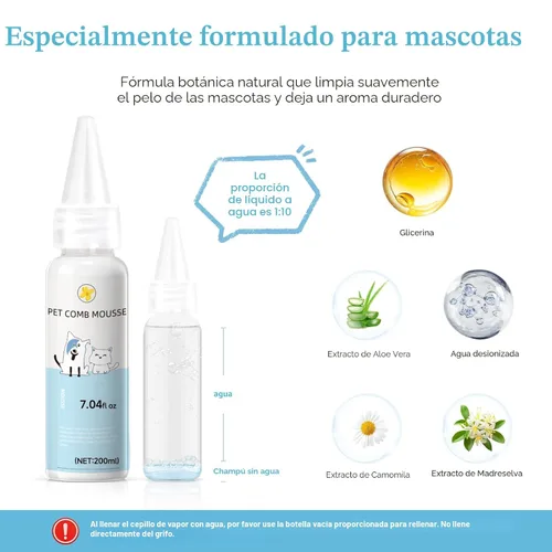 Miniatura 3 de Cepillo de vapor para mascotas para perros y gatos – Peine de depilación en aerosol 3 en 1 para quitar pelo y aseo, suaviza la piel y reduce