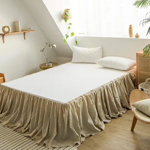 Miniatura 16 de Simple&Opulence - Falda de cama de lino belga con caída a medida de 14 pulgadas, con pliegues, ajuste fácil, transpirable, de lino natural premium