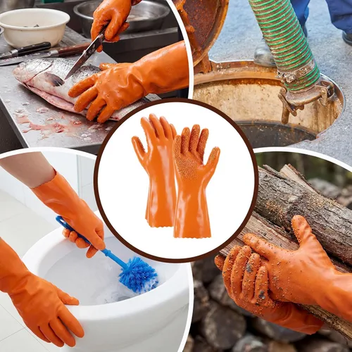 Miniatura 6 de Teenyyou 2 pares de guantes extendidos de serpiente, antideslizantes y reutilizables, de PVC, resistentes a la abrasión, limpieza de drenaje