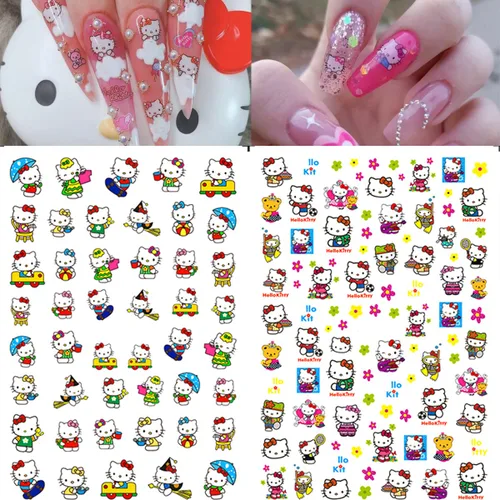 Miniatura 3 de 6 hojas de calcomanías de arte de uñas, autoadhesivas, suministros de arte de uñas, calcomanías kawaii para uñas, diseños de uñas de gato, dijes