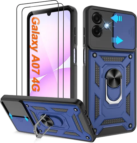 Miniatura 133 de ATUMP Funda para T-Mobile Revvl V Plus 5G con protector de pantalla HD con cubierta de cámara deslizante, soporte de anillo de rotación de 360° Negro