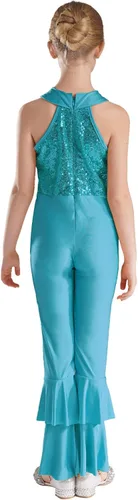 Miniatura 37 de JEATHA Mono de discoteca hippie brillante de los años 70 para niñas y niñas, con lentejuelas brillantes, disfraz de baile funky