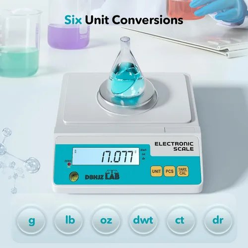 Miniatura 3 de Báscula de laboratorio 17.64 oz, 0.00 oz Balanza analítica electrónica de alta precisión g/lb/oz/dw/ct/dr Báscula científica de laboratorio