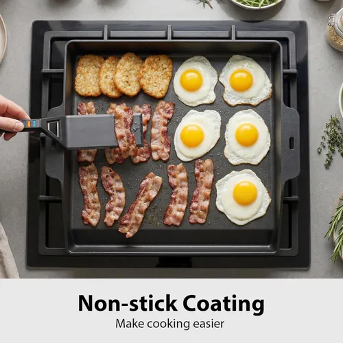Miniatura 6 de Utheer Griddle Kit, 17" x 13" Pre-Seasoned Cast Iron Flat Top Griddle with 5-Piece Scratch-Free Nonstick Safe Nylon Tools, Universal Grill Griddle