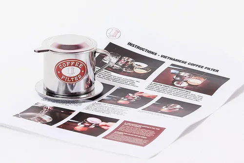 Miniatura 2 de Prensa de filtros de café vietnamita. con inserto de rosca con mecanismo de goteo Fabricado en Vietnam. En tamaños S, M, o L en paquetes de 1, 2 o 3