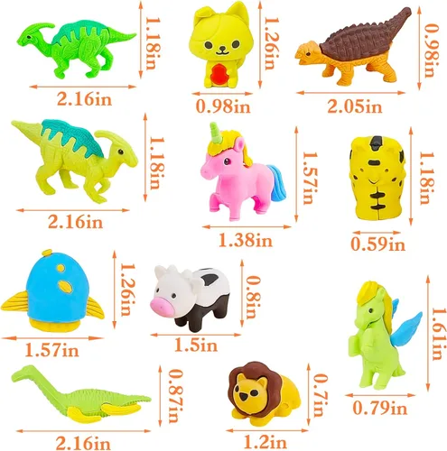 Miniatura 9 de URSKYTOUS 80 borradores de animales de escritorio para niños, borradores de lápiz, mascotas de escritorio, borradores de rompecabezas 3D