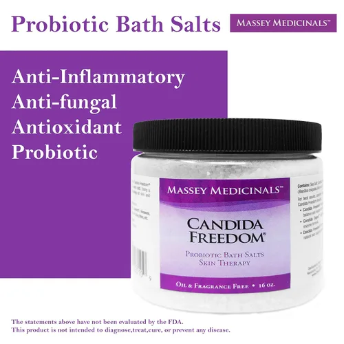 Miniatura 4 de Massey Medicinals CF Sea Salt Bath Soak: Pure Ocean Luxury para relajantes baños probióticos Candida Freedom Aloe Vera Ácido alfa lipoico