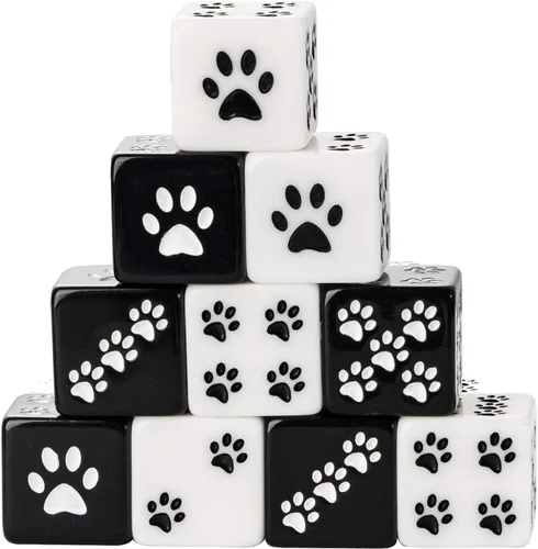 Juego de dados D6 de 10 piezas de 0.63 pulgadas, dados estándar de 6 lados de pata de gato para juegos de mesa DND PRG Wow o enseñanza de