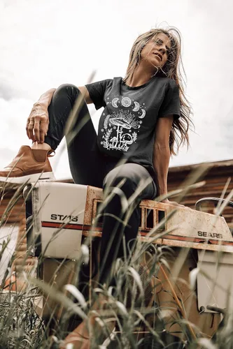 Miniatura 3 de Dapiaoliang Camiseta sin mangas con estampado floral y luna para mujer, diseño gótico y estético, para senderismo, aventura y naturaleza