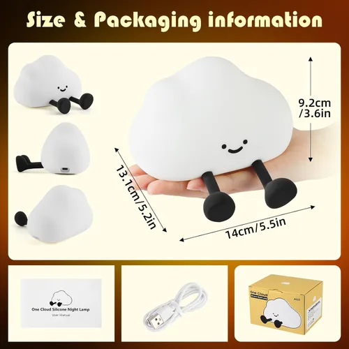 Miniatura 3 de YISUN Luz nocturna de nube, bonita luz nocturna de silicona para bebé pequeño, lámpara LED recargable para cuarto de bebé con temporizador, 3